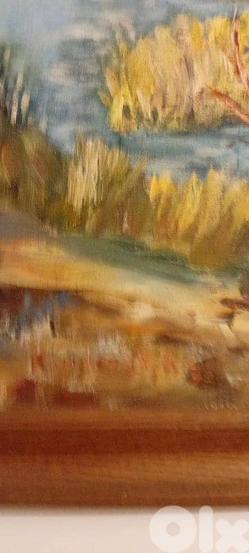 لوحة ألمانية كادر خشب جوز مختومة طول 72cm عرض 106 1