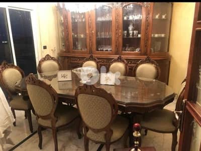 غرفة سفرة خشب زين، 10 كراسي مع فيترين