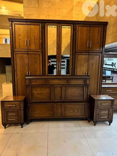 اوضة نوم طابقين شغل توصاية خشب زان ولاتي ملبسة قشرة سنديان