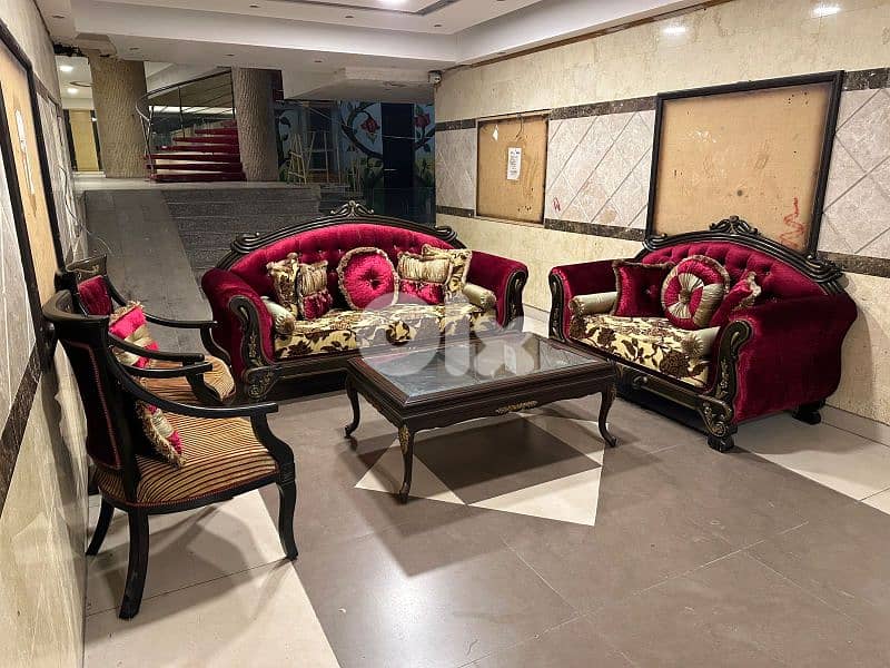 طقم كنبايات شغل توصاية اربع قطع وطاولة قماش وردة كتير مرتب 6