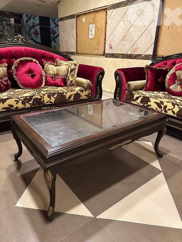 طقم كنبايات شغل توصاية اربع قطع وطاولة قماش وردة كتير مرتب 8