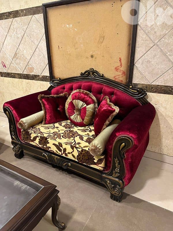 طقم كنبايات شغل توصاية اربع قطع وطاولة قماش وردة كتير مرتب 10