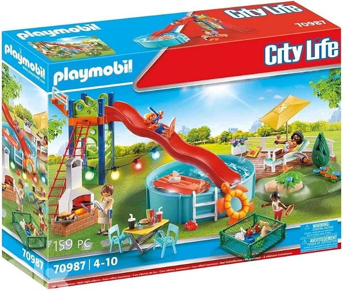 playmobile 70987 city life pool party 159pc 2