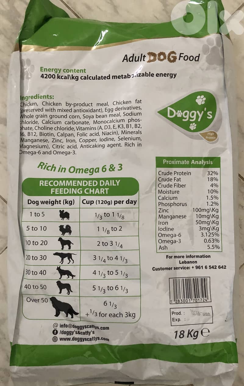 Dog Food Doggy's High Protein 18Kg 1