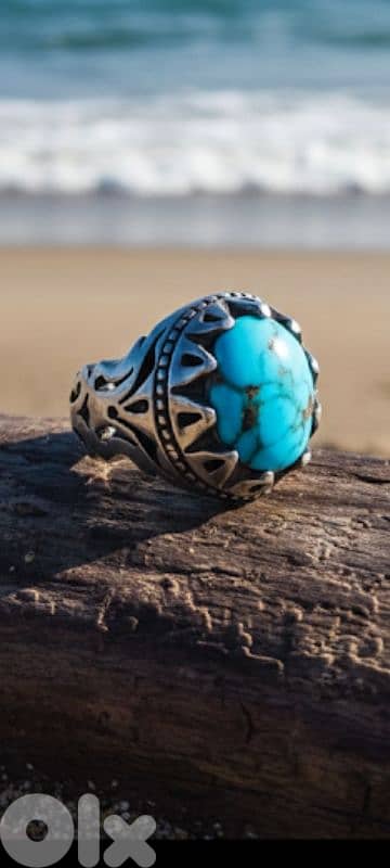 Silver Fairuz Pure Natural Ring | خاتم فضة فيروز طبيعي