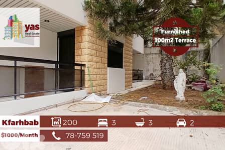 Kfarhbab 200m2 | 100m2 Terrace/Garden | Rent | Fully Furnished |RA/IV
