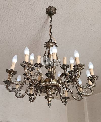 Vintage Chandelier en Bronze.