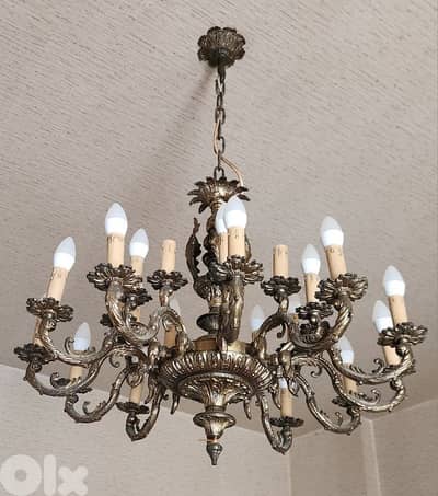 Vintage Chandelier en Bronze.