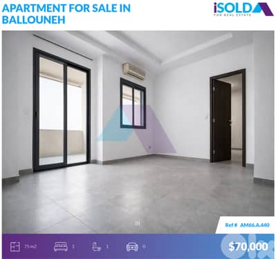 70m2 apartment+terrace+view 4sale in Ballouneh - شقة للبيع في بلونة