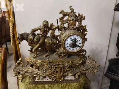 antique french mantel bronze clock from 19th century
