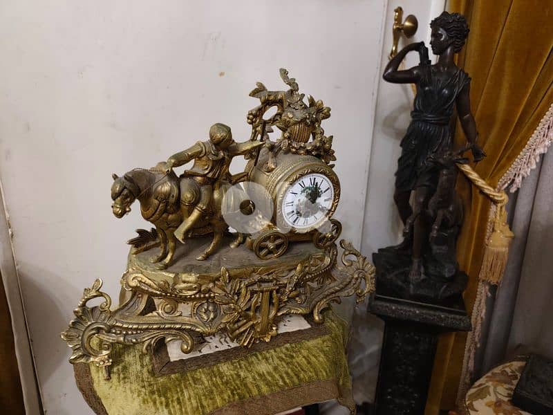 antique french mantel bronze clock from 19th century 1