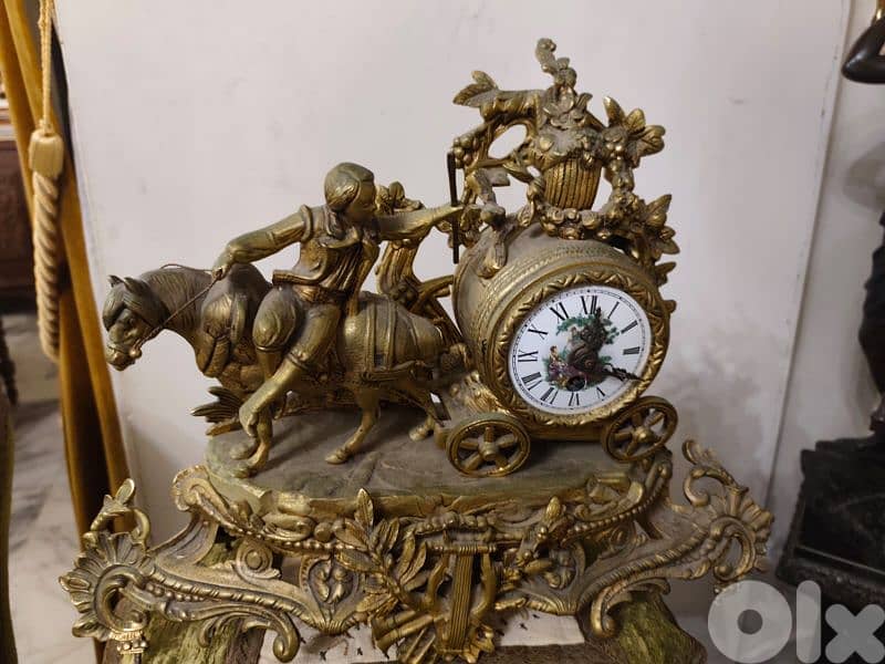 antique french mantel bronze clock from 19th century 2