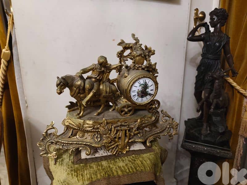 antique french mantel bronze clock from 19th century 3