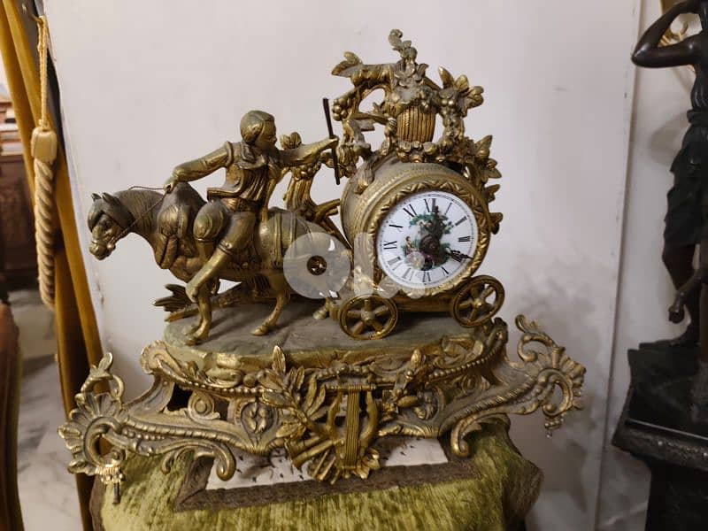 antique french mantel bronze clock from 19th century 4