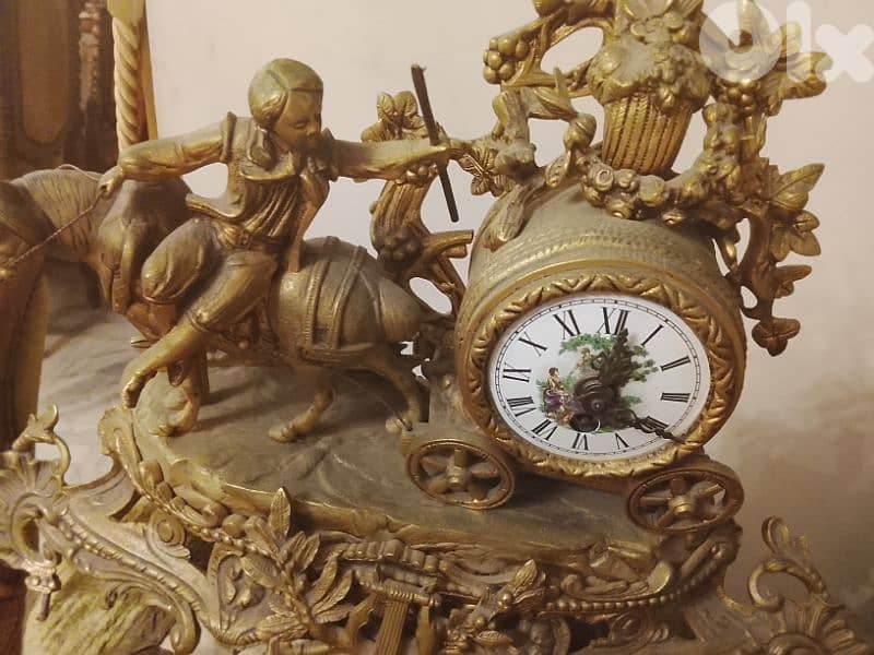 antique french mantel bronze clock from 19th century 8