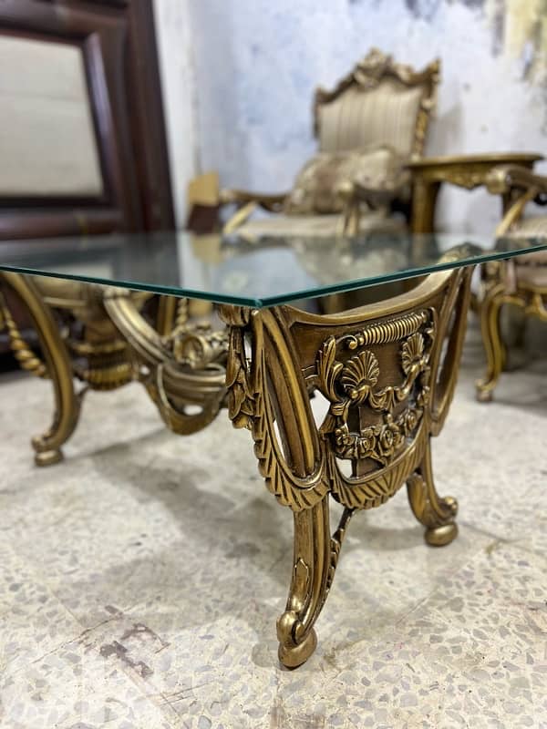 ‏صالون خشب زين مستورد من مصر بعد جديد أربع قطع مع طاولة قزاز 2