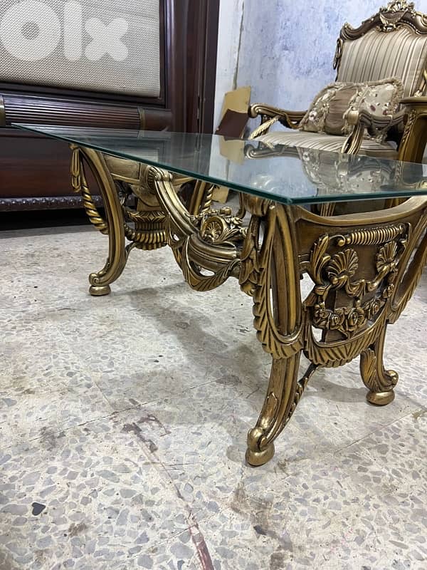 ‏صالون خشب زين مستورد من مصر بعد جديد أربع قطع مع طاولة قزاز 4