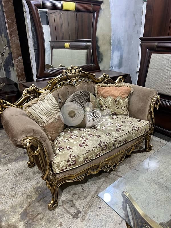 ‏صالون خشب زين مستورد من مصر بعد جديد أربع قطع مع طاولة قزاز 8