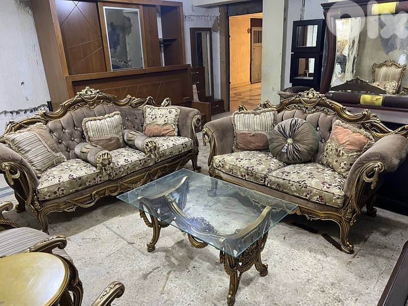 ‏صالون خشب زين مستورد من مصر بعد جديد أربع قطع مع طاولة قزاز 10