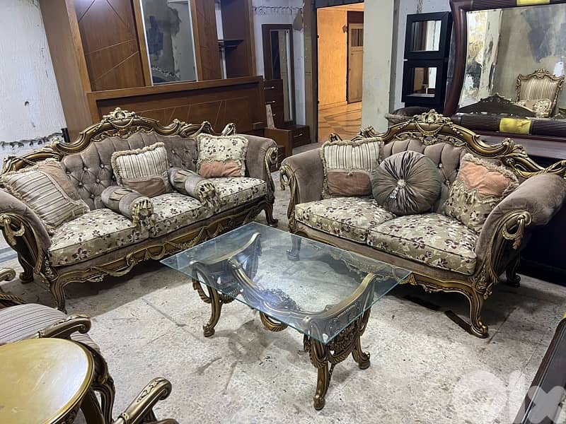 ‏صالون خشب زين مستورد من مصر بعد جديد أربع قطع مع طاولة قزاز 11