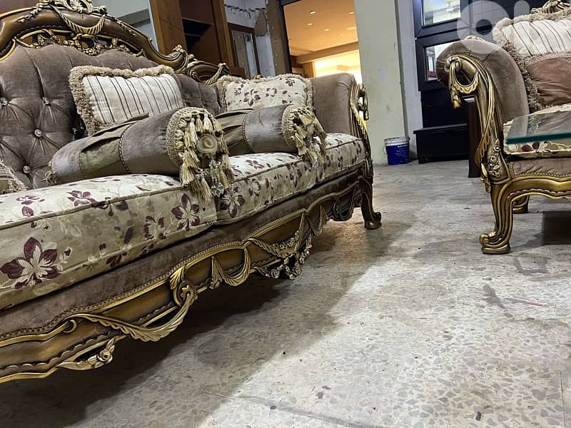 ‏صالون خشب زين مستورد من مصر بعد جديد أربع قطع مع طاولة قزاز 12