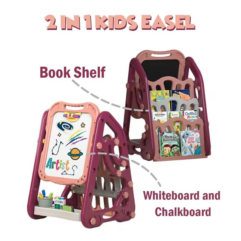 Drawing Board Educational Easel with Bookshelf - سبورة تعليمية للرسم 1