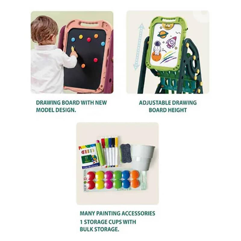 Drawing Board Educational Easel with Bookshelf - سبورة تعليمية للرسم 2