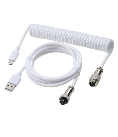 custom coiled keyboard cable with a GX12 aviation connector