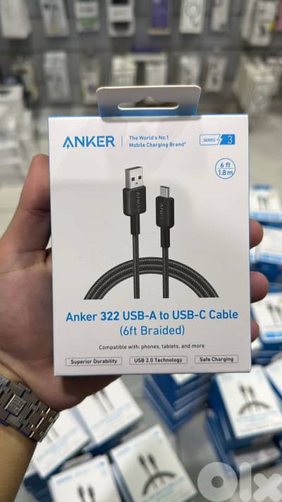 Anker 322 usb-a to usb-c cable (1.8m braided) Black