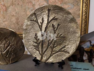 brutalist bronze vase & brass trinket from bronze