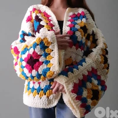handmade crochet granny square cardigan