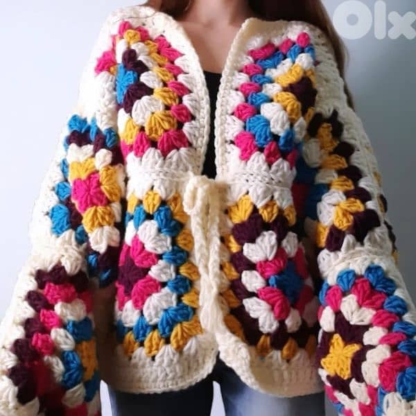 handmade crochet granny square cardigan 1