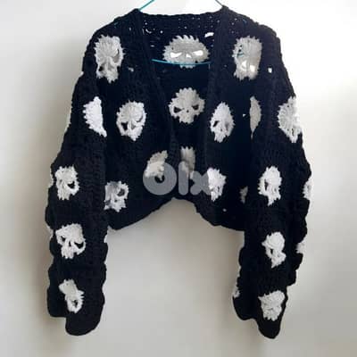 handmade crochet skull cardigan