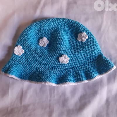 handmade crochet cloud bucket hat