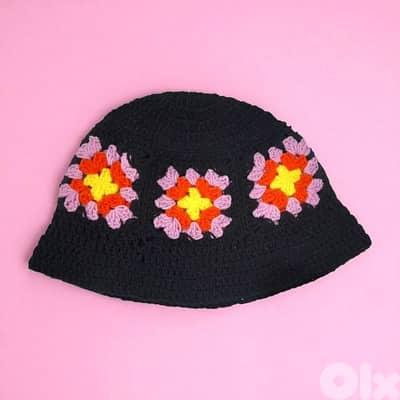 handmade crochet granny square bucket hat