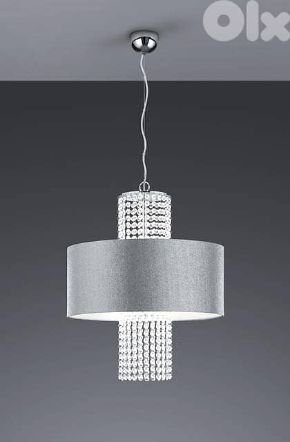 KING Crystal Pendant Light – Satin Silver Shade with Chrome Suspension 1