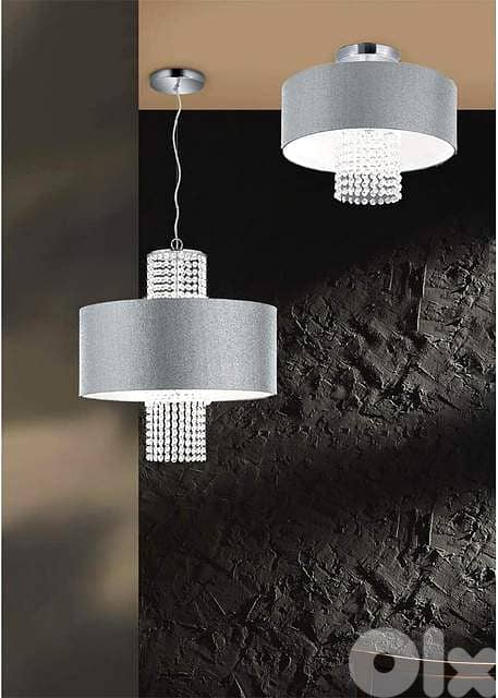 KING Crystal Pendant Light – Satin Silver Shade with Chrome Suspension 2
