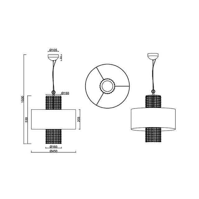 KING Crystal Pendant Light – Satin Silver Shade with Chrome Suspension 3