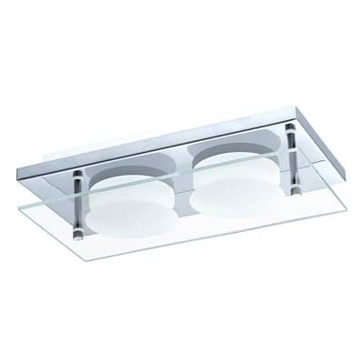 Eglo Abiola 2‑LED Ceiling Light – Compact Chrome & Glass, 900 lm Warm