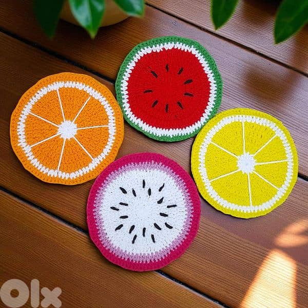 handmade crochet fruit coasters 1