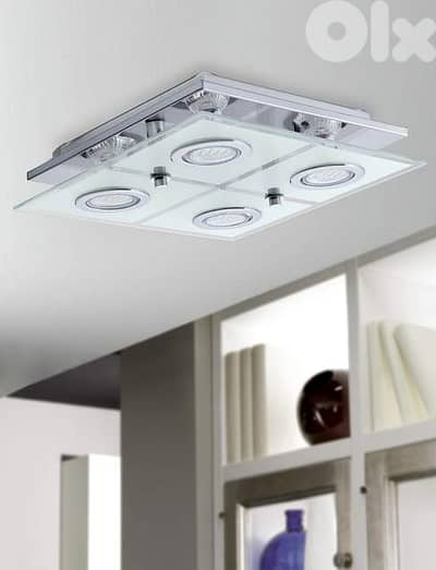 EGLO Cabo Ceiling Light – Stainless Steel, Heavy Glass, 4xGU10 Bulbs