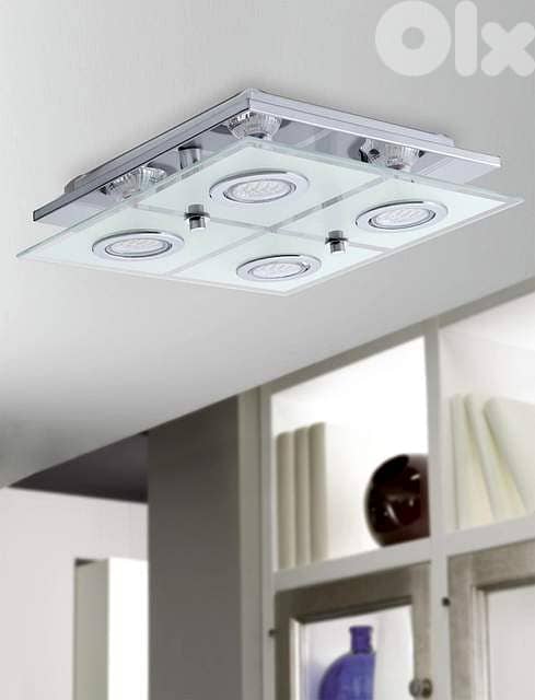 EGLO Cabo Ceiling Light – Stainless Steel, Heavy Glass, 4xGU10 Bulbs 1