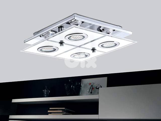 EGLO Cabo Ceiling Light – Stainless Steel, Heavy Glass, 4xGU10 Bulbs 3