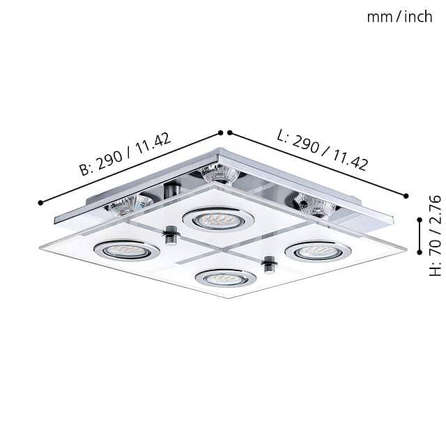 EGLO Cabo Ceiling Light – Stainless Steel, Heavy Glass, 4xGU10 Bulbs 5