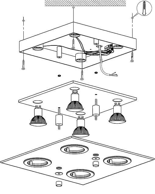 EGLO Cabo Ceiling Light – Stainless Steel, Heavy Glass, 4xGU10 Bulbs 6