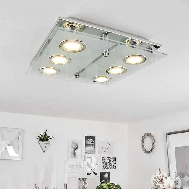 EGLO Cabo 6‑Light Ceiling Fixture – Heavy Glass, Metal Build, GU10 LED 2