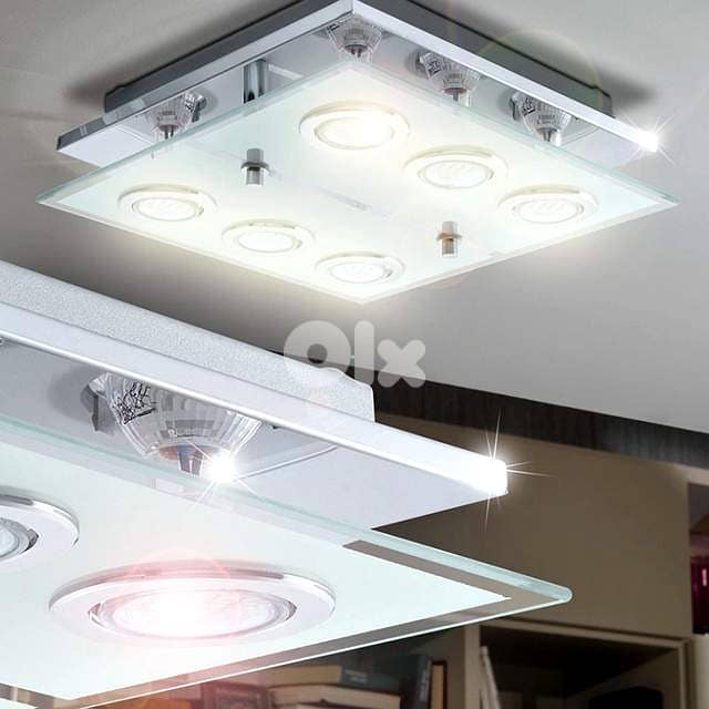 EGLO Cabo 6‑Light Ceiling Fixture – Heavy Glass, Metal Build, GU10 LED 4