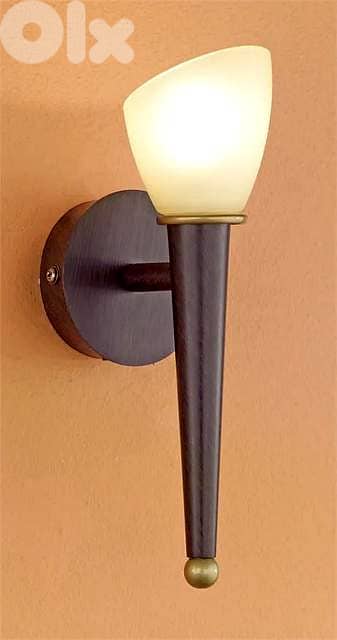 EGLO Mara Wall Light – Antique Brown Torch Sconce with Golden Glow 1