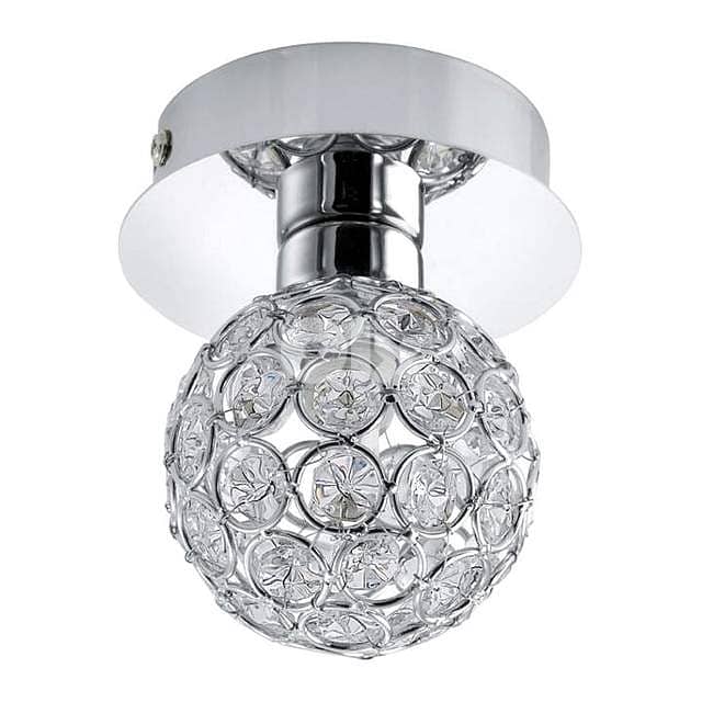 EGLO Ribolla Ceiling/Wall Light – Chrome Arc with Crystal Twin Spheres 3