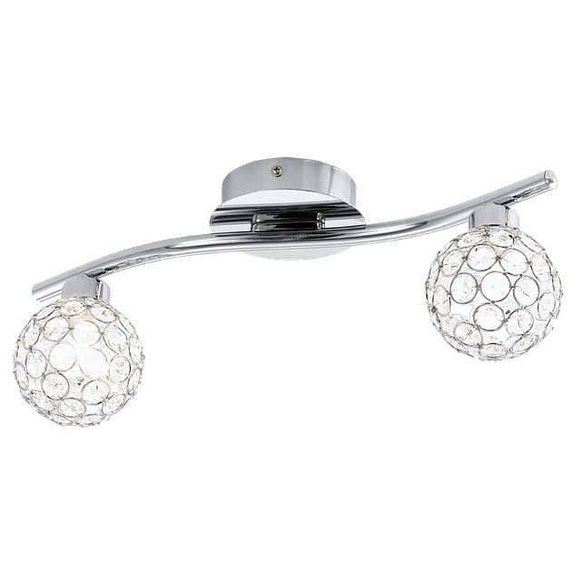 EGLO Ribolla Ceiling/Wall Light – Chrome Arc with Crystal Twin Spheres 5